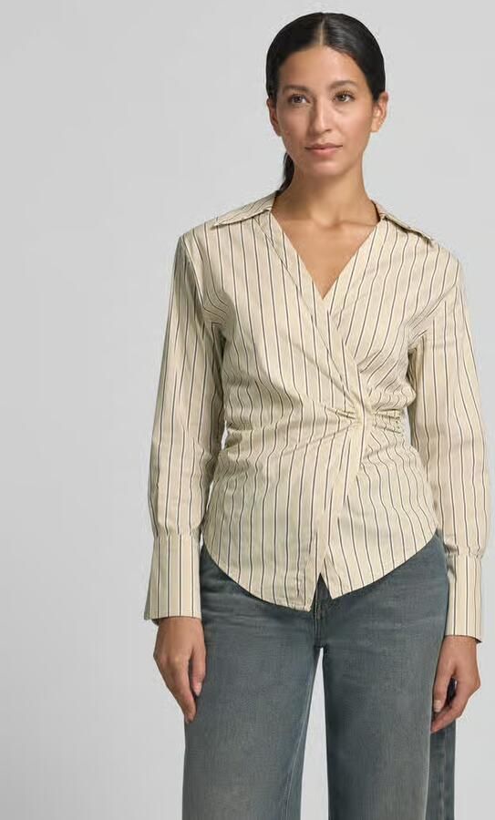 Comma slim fit blouse in wikkel-look - Foto 3