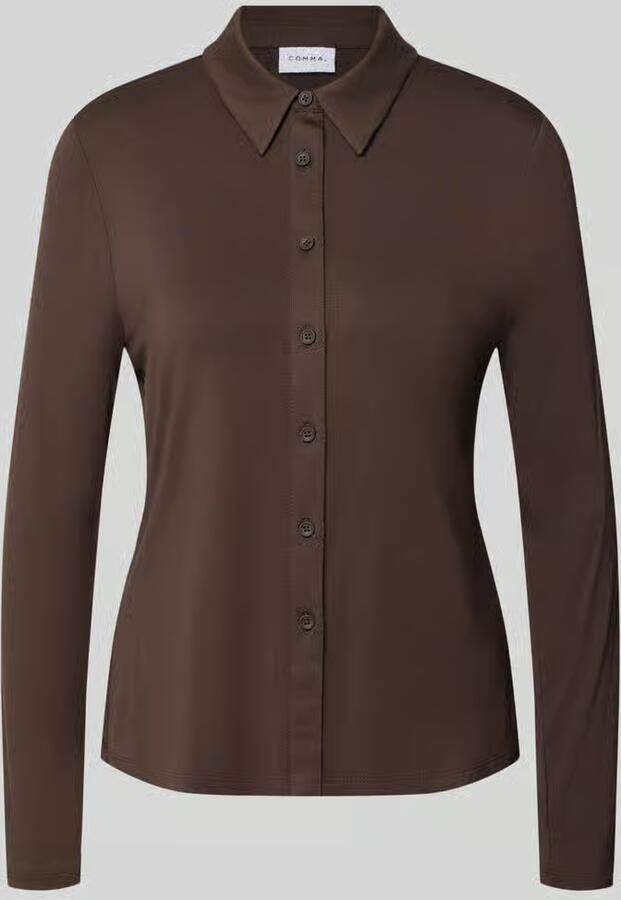 Comma slim fit blouse van mix van viscose en elastaan