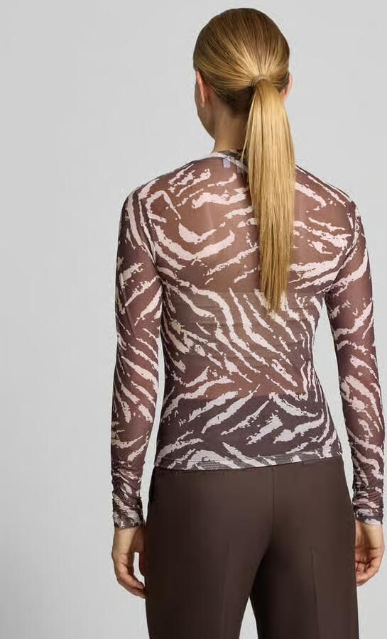 Comma Slim fit longsleeve in semi-transparant design - Foto 2