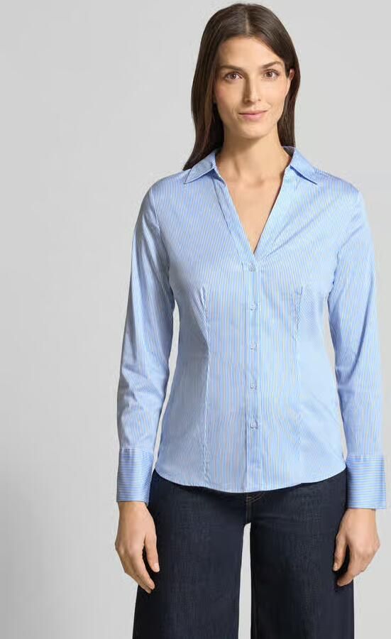 Comma Slim fit overhemdblouse met V-hals - Foto 6