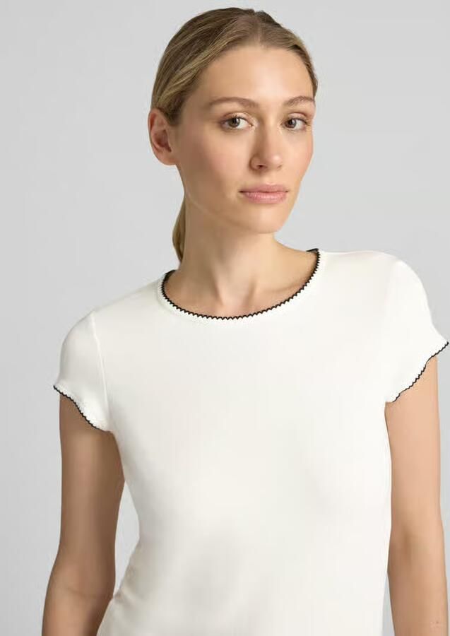 Comma slim fit T-shirt met viscose - Foto 4
