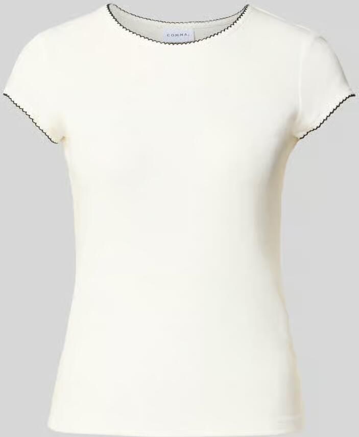 Comma slim fit T-shirt met viscose - Foto 5