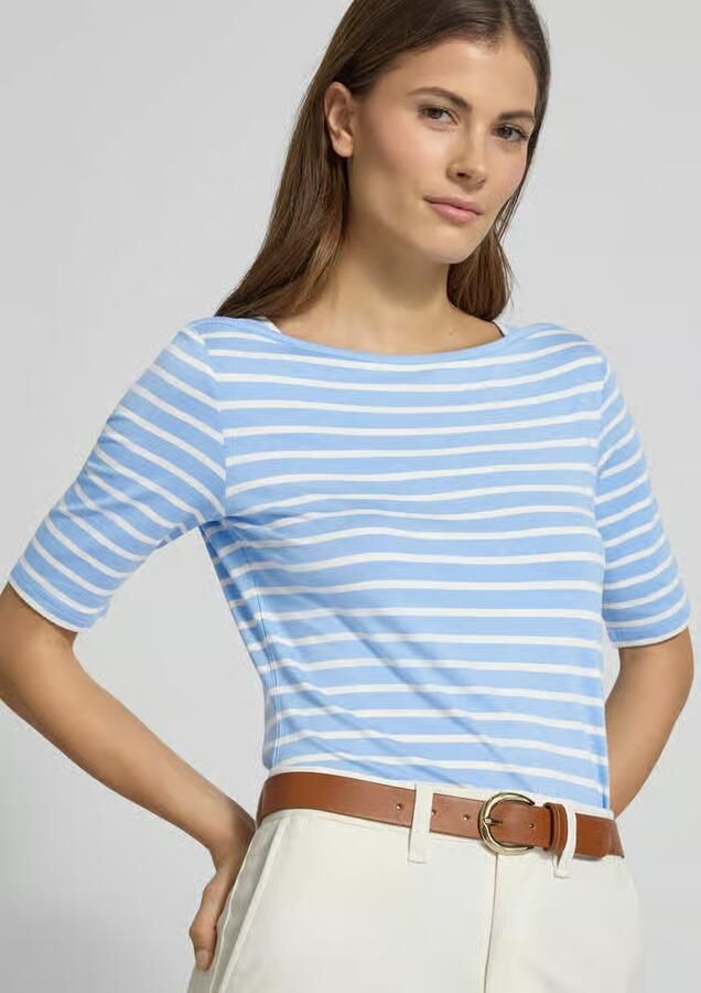 Comma Slim fit T-shirt van viscosemix - Foto 2