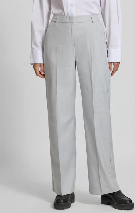 Comma wide leg regular waist pantalon lichtgrijs - Foto 5
