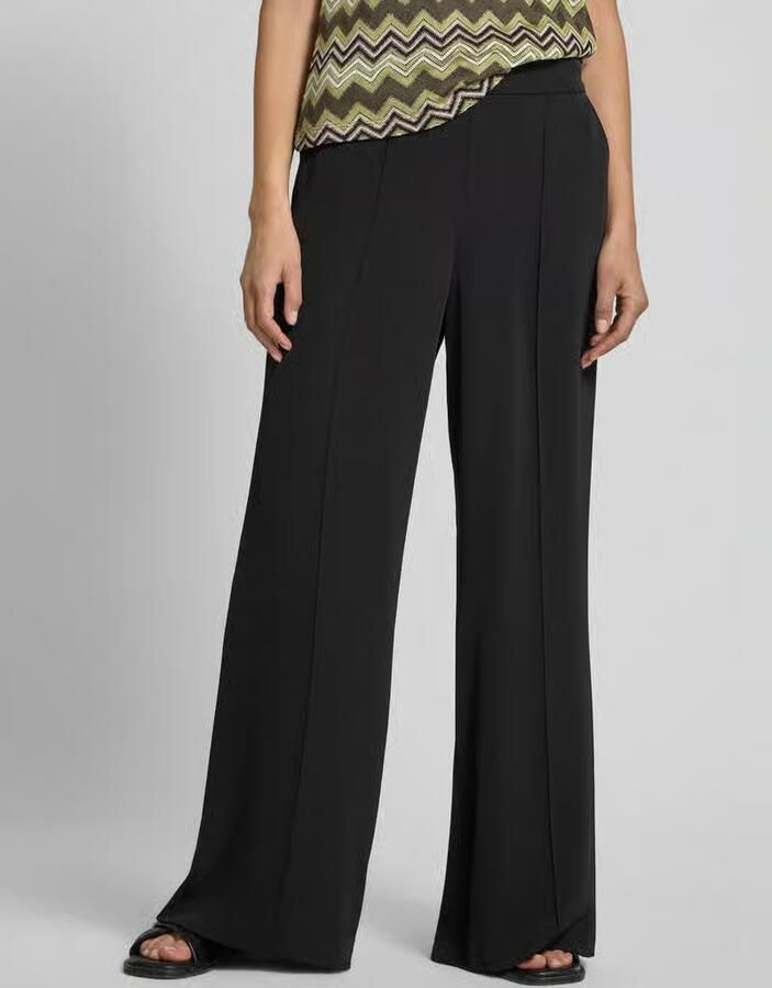 Comma Wide leg stoffen broek met vaste persplooien - Foto 4