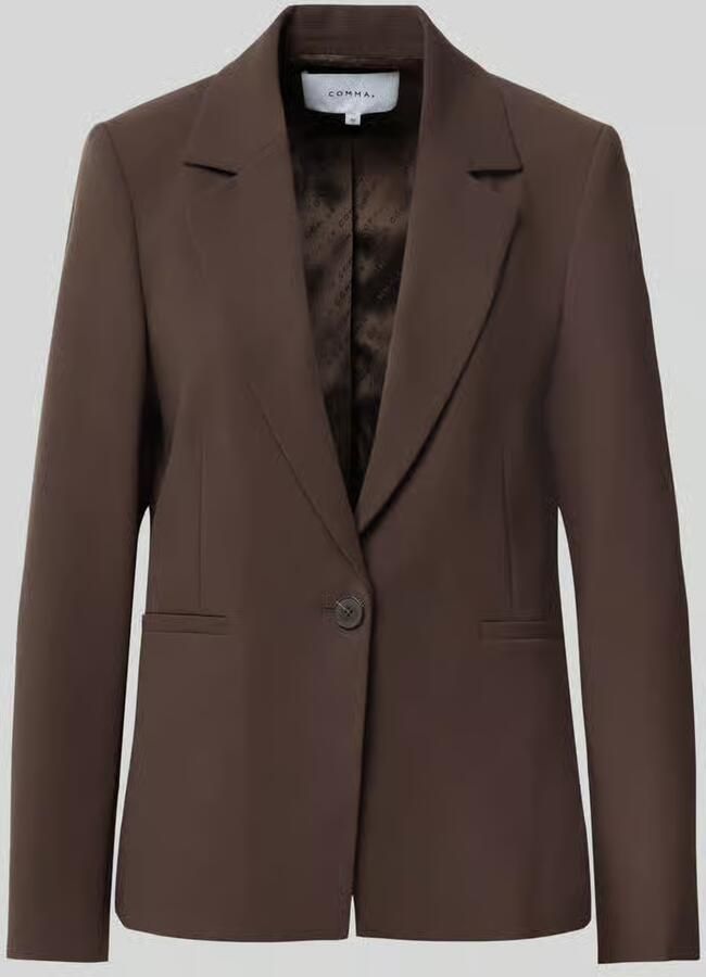 Comma straight fit blazer met viscose