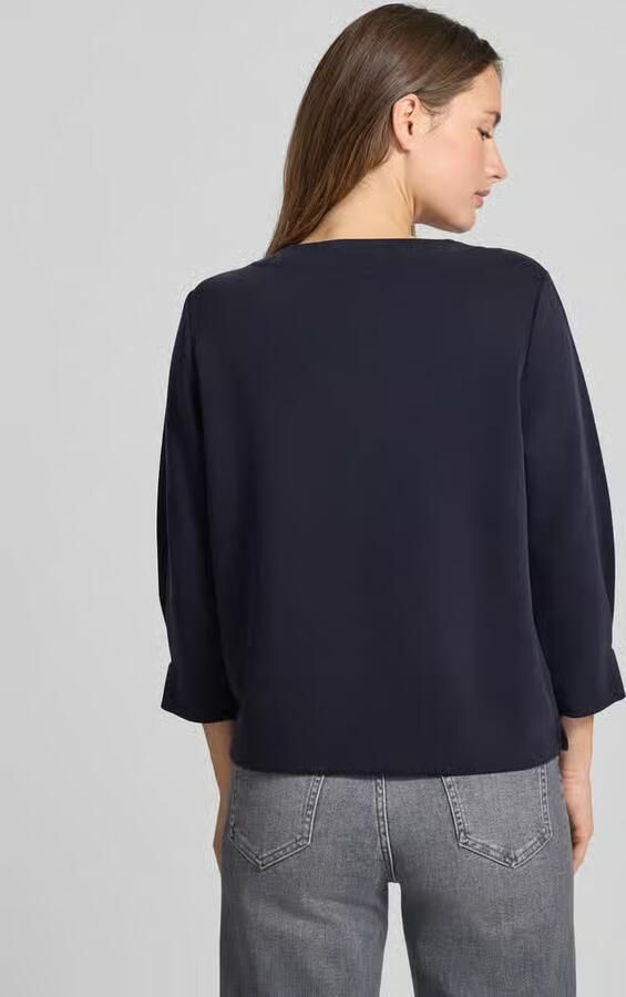 Comma Sweatshirt met geribde ronde hals
