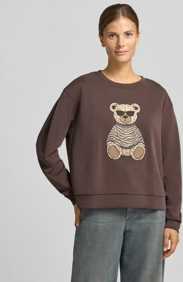 Comma Sweatshirt met motiefstitching en ronde hals - Foto 2