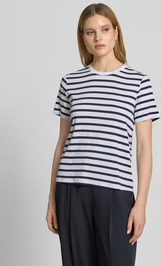 Comma T-shirt in all-over look met ronde hals - Foto 4