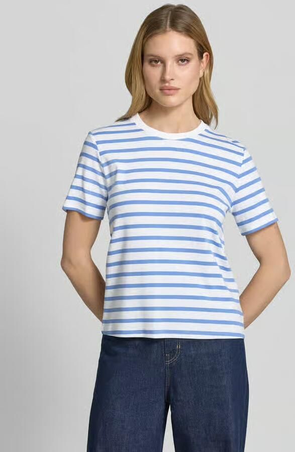 Comma T-shirt in all-over look met ronde hals - Foto 2