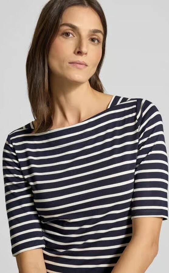 Comma Shirt met korte mouwen met strepen en slim fit - Foto 5