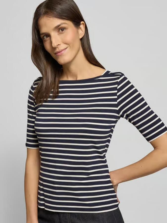 Comma T-shirt met boothals - Foto 2