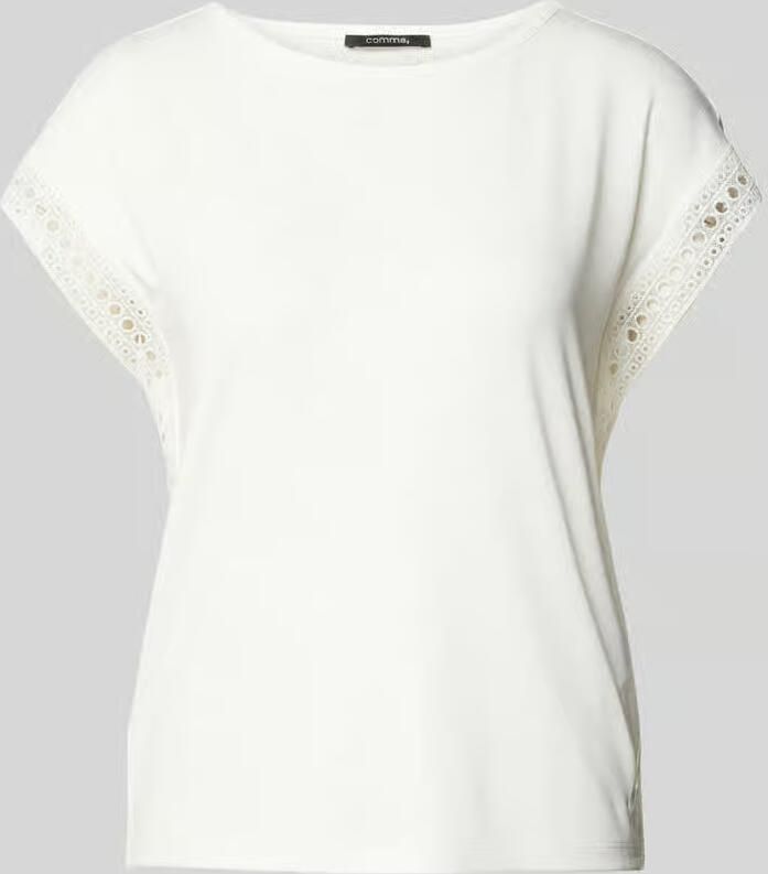 Comma T-shirt met broderie anglaise