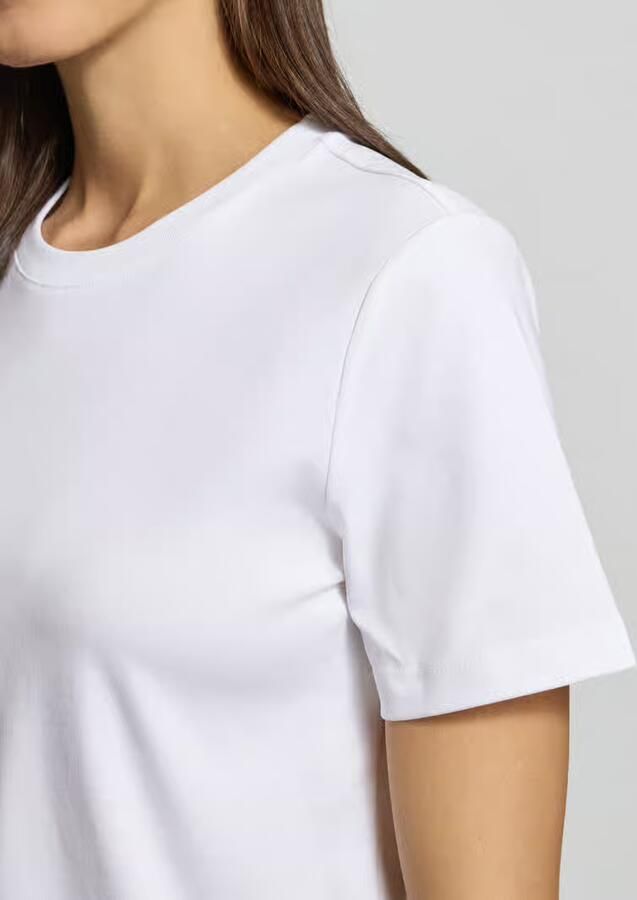 Comma T-shirt met geribde ronde hals - Foto 2
