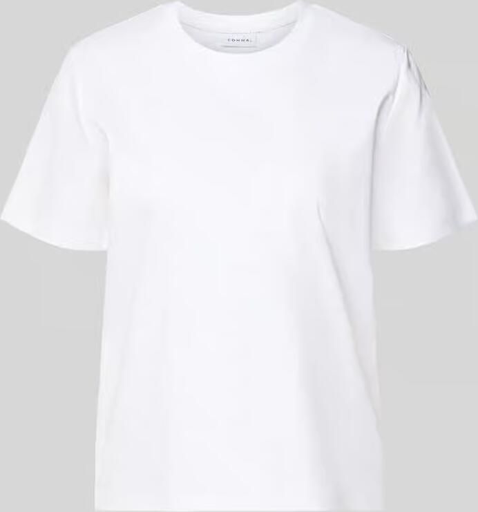 Comma T-shirt met geribde ronde hals