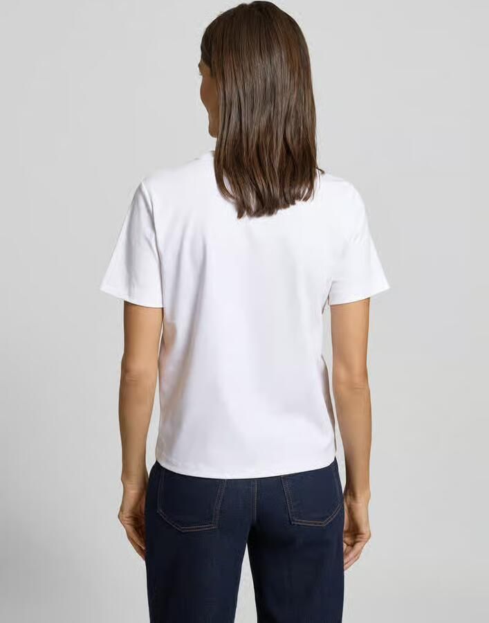 Comma T-shirt met geribde ronde hals - Foto 5