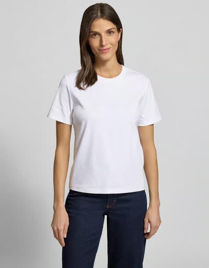 Comma T-shirt met geribde ronde hals - Foto 6