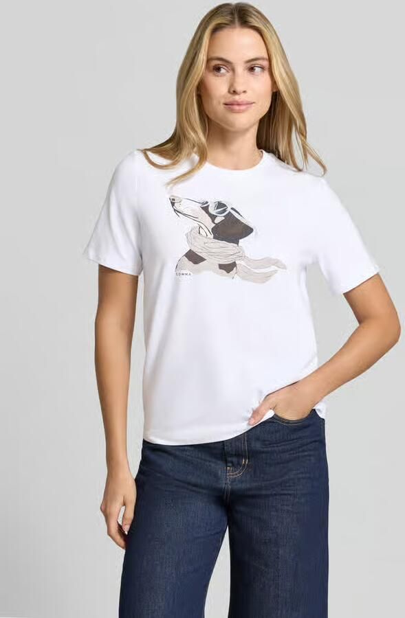 Comma T-shirt met labelprint - Foto 2