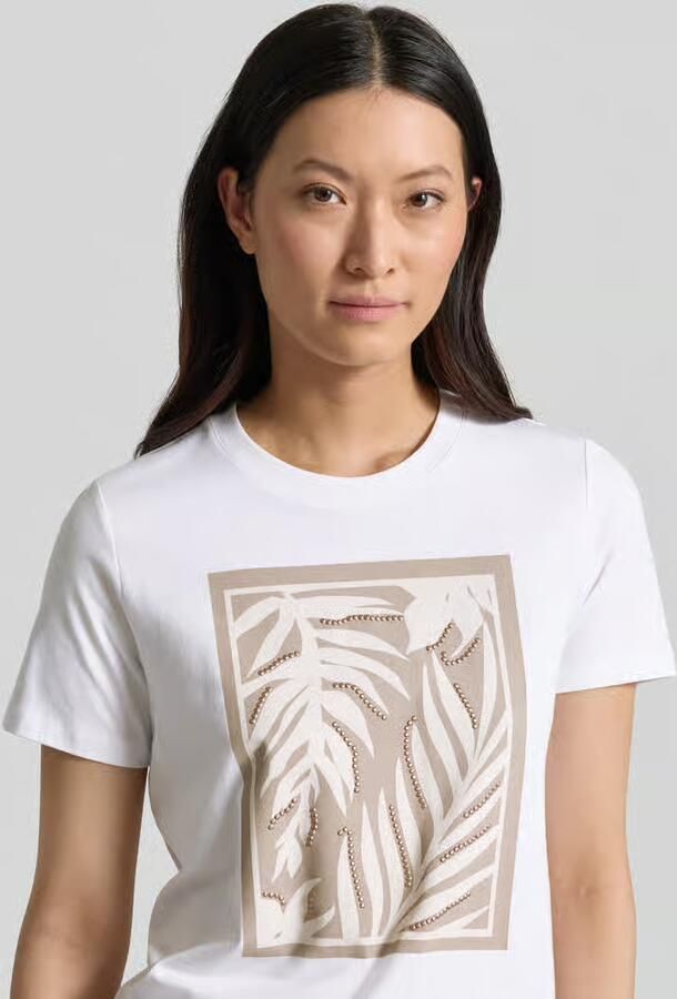 Comma T-shirt met motief en ronde hals