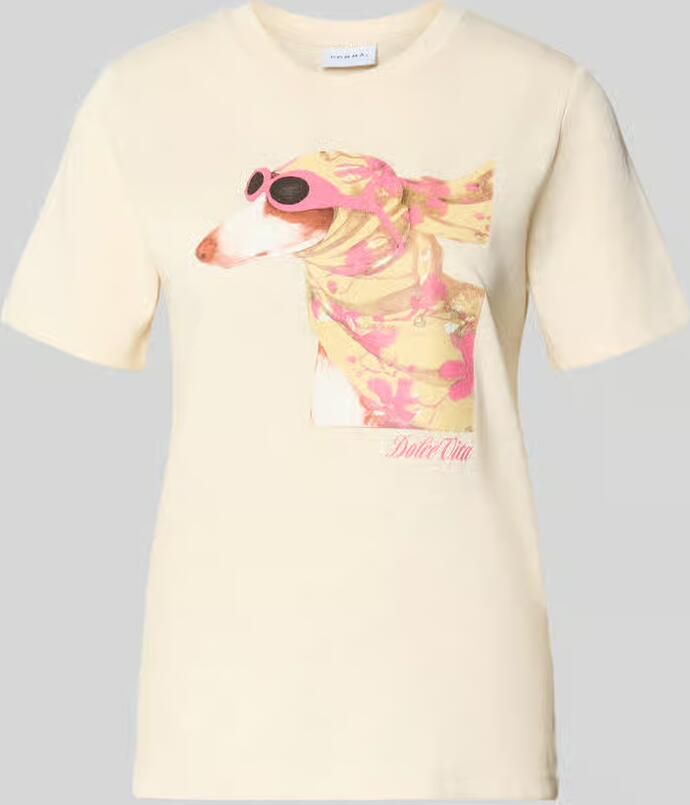 Comma T-shirt met dierenprint wit - Foto 5