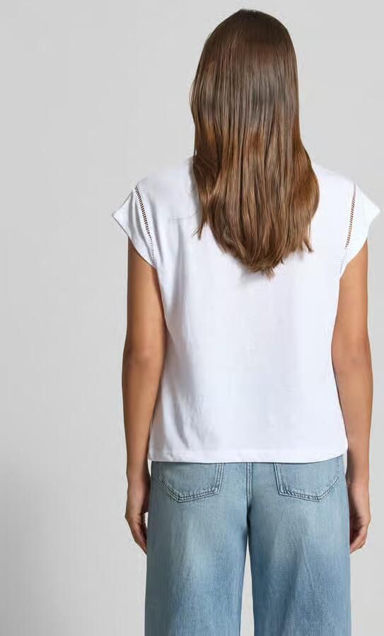 Comma T-shirt met ronde hals en gehaakt kant - Foto 3