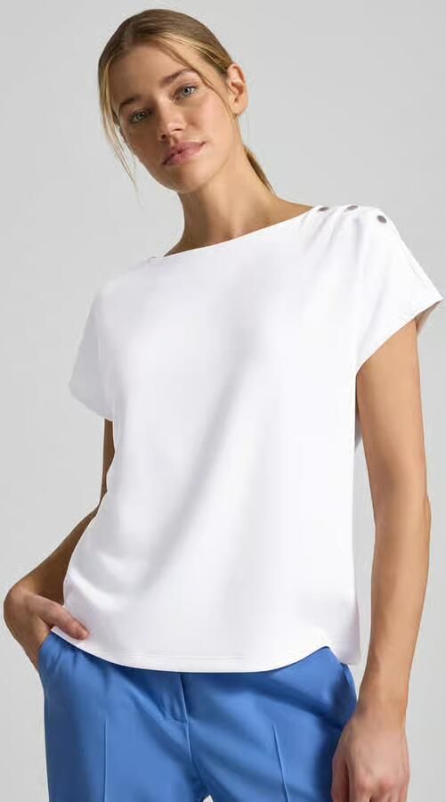 Comma T-shirt met sierknopen en ronde hals