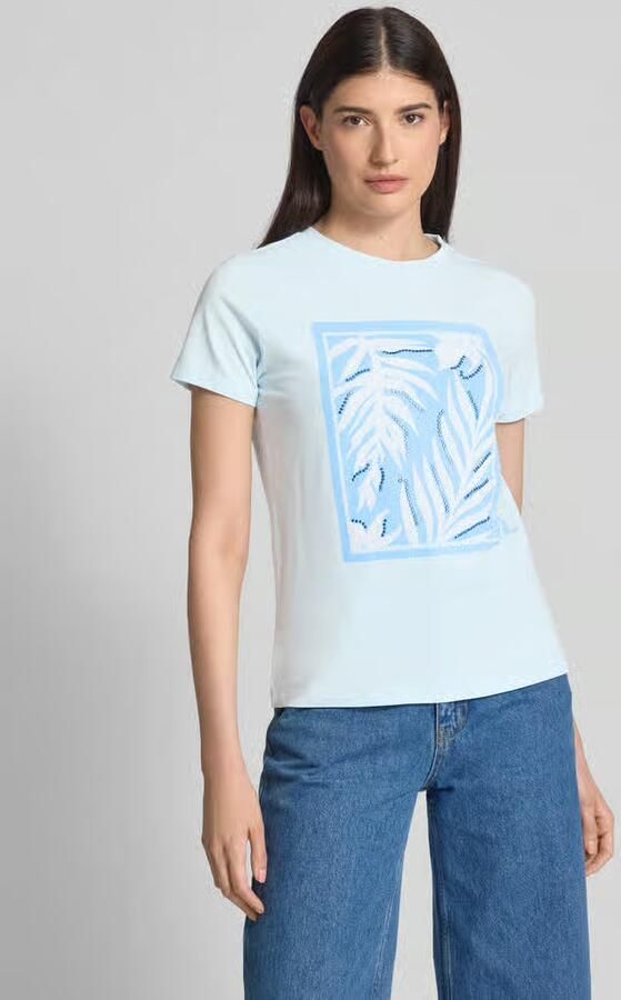Comma T-shirt met siersteentjes en motiefprint - Foto 2