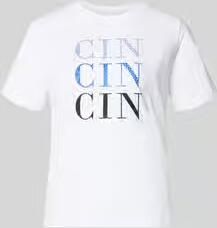 Comma T-shirt met siersteentjes en ronde hals