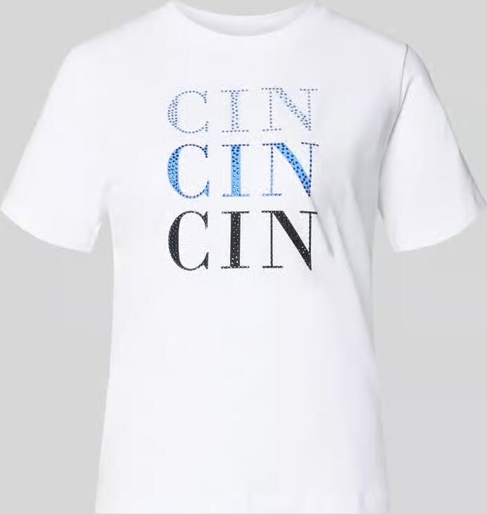 Comma T-shirt met siersteentjes en ronde hals - Foto 2