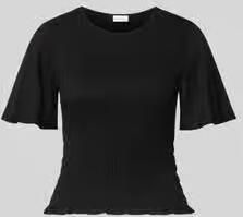 Comma T-shirt van mix van viscose en elastaan met gesmokte details