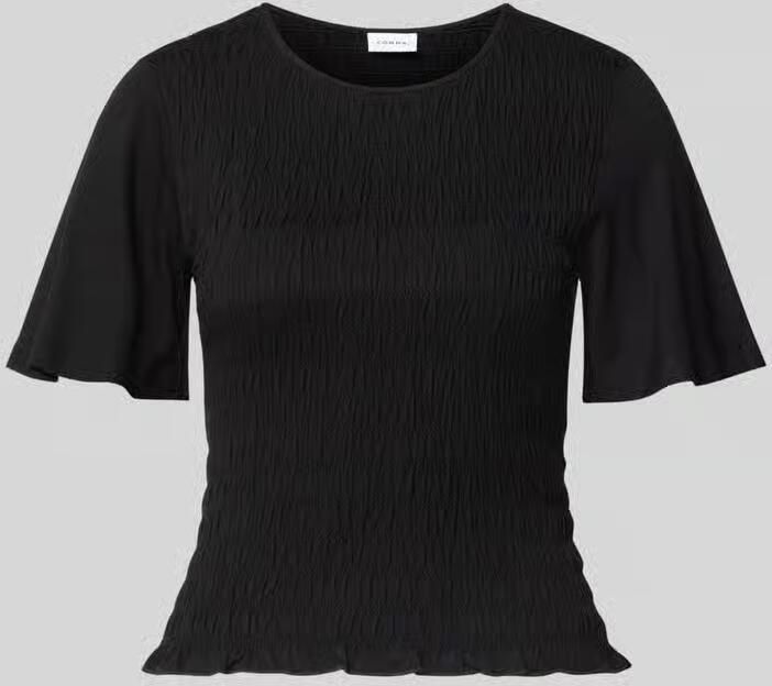 Comma T-shirt van mix van viscose en elastaan met gesmokte details - Foto 2