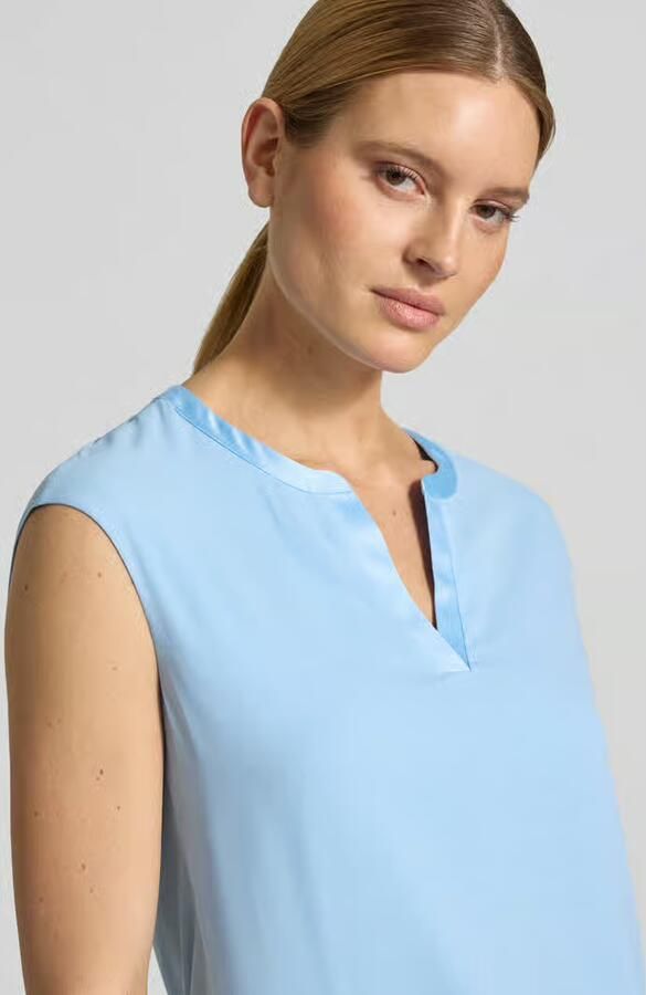Comma T-shirt van mix van viscose en elastaan met v-hals - Foto 3