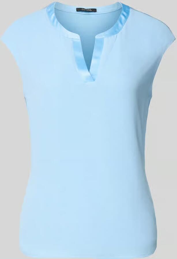 Comma T-shirt van mix van viscose en elastaan met v-hals - Foto 4