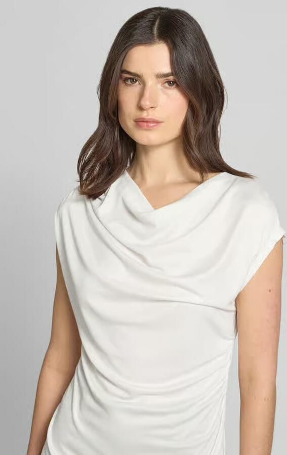Comma T-shirt van viscose met rimpels - Foto 3