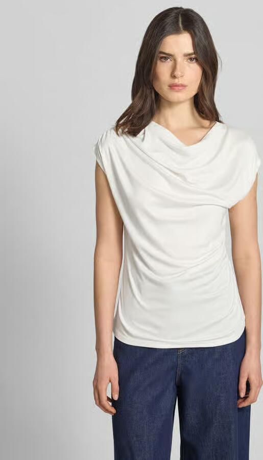 Comma T-shirt van viscose met rimpels - Foto 5