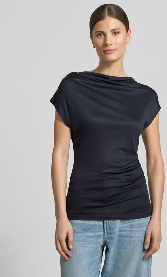 Comma T-shirt van viscose met ronde hals - Foto 4