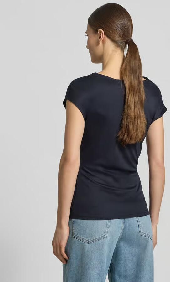 Comma T-shirt van viscose met ronde hals