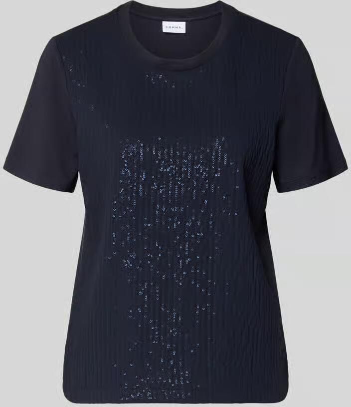 Comma T-shirt van viscosemix met pailletten - Foto 2