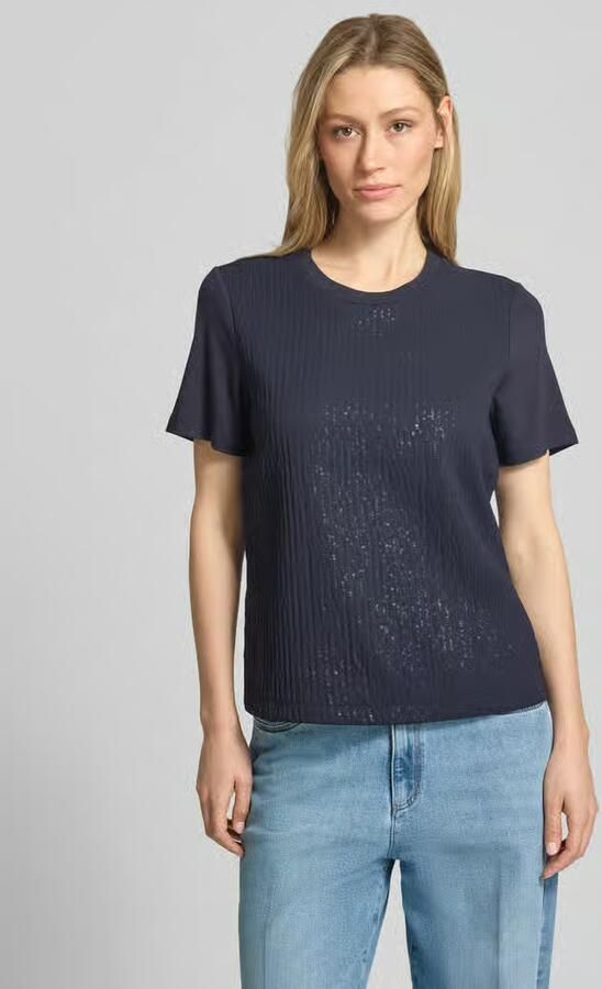 Comma T-shirt van viscosemix met pailletten - Foto 3