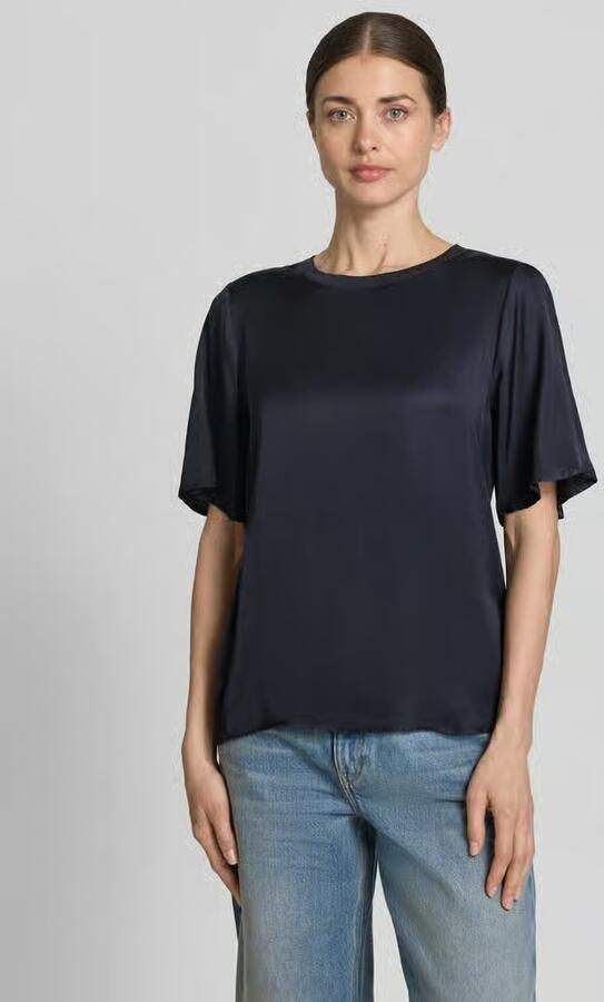 Comma T-shirt van viscosemix met ronde halsuitsnijding - Foto 4