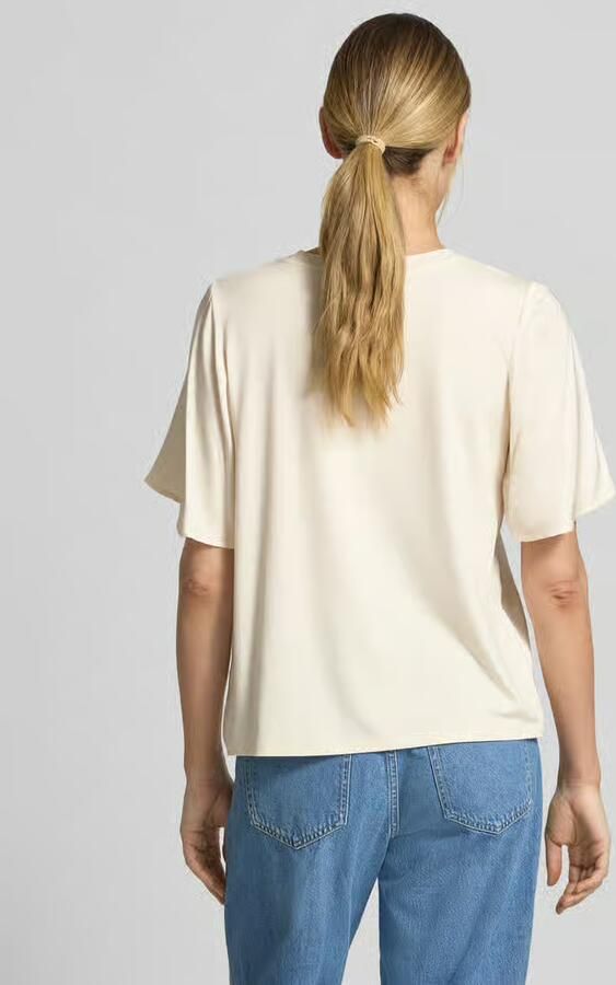 Comma T-shirt van viscosemix met ronde halsuitsnijding