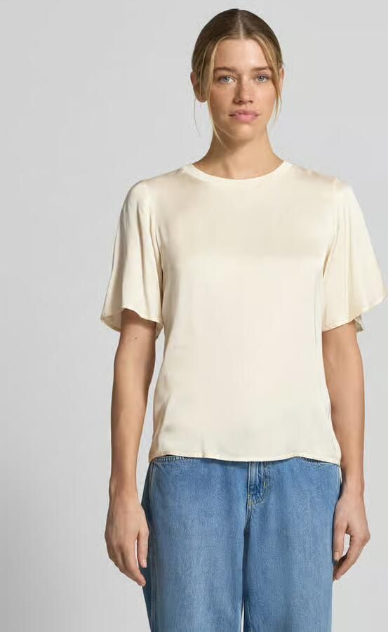 Comma T-shirt van viscosemix met ronde halsuitsnijding - Foto 3