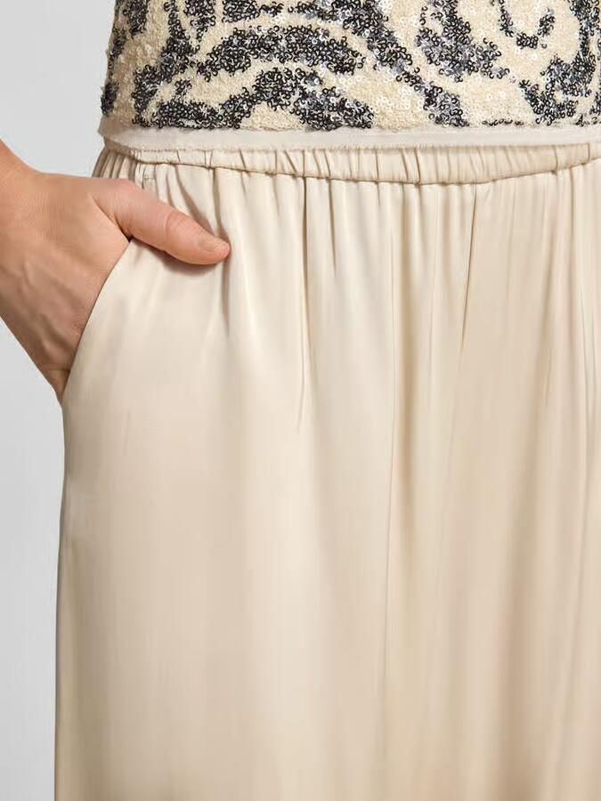 Comma satijnen wide leg regular waist casual broek beige - Foto 4