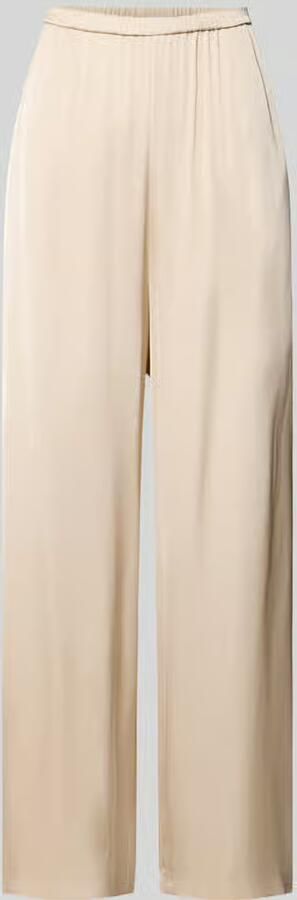 Comma satijnen wide leg regular waist casual broek beige - Foto 5