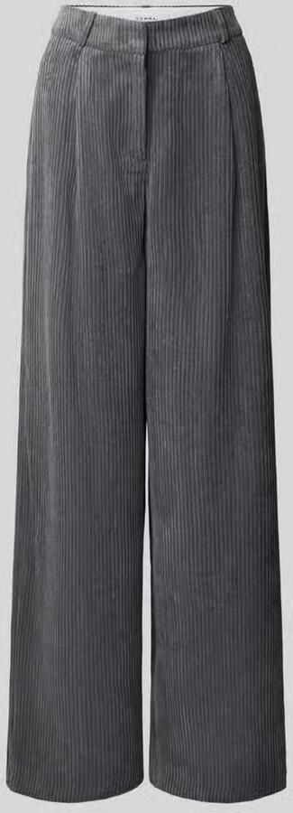 Comma Wide leg bandplooibroek van corduroy