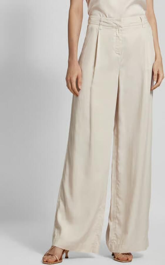 Comma Wide leg stoffen broek met bandplooien - Foto 2