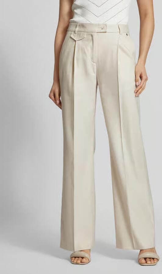 Comma Wide leg stoffen broek met bandplooien - Foto 2