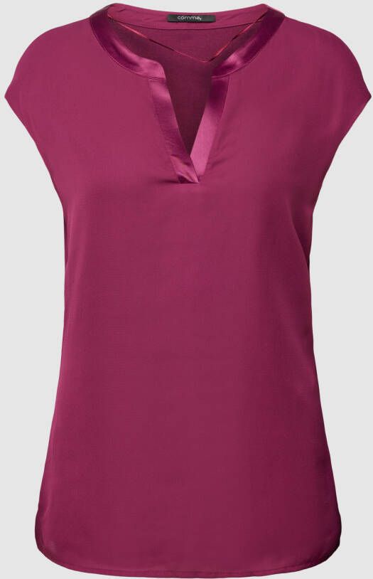 Comma T-shirt met tuniekkraag in glanzend design