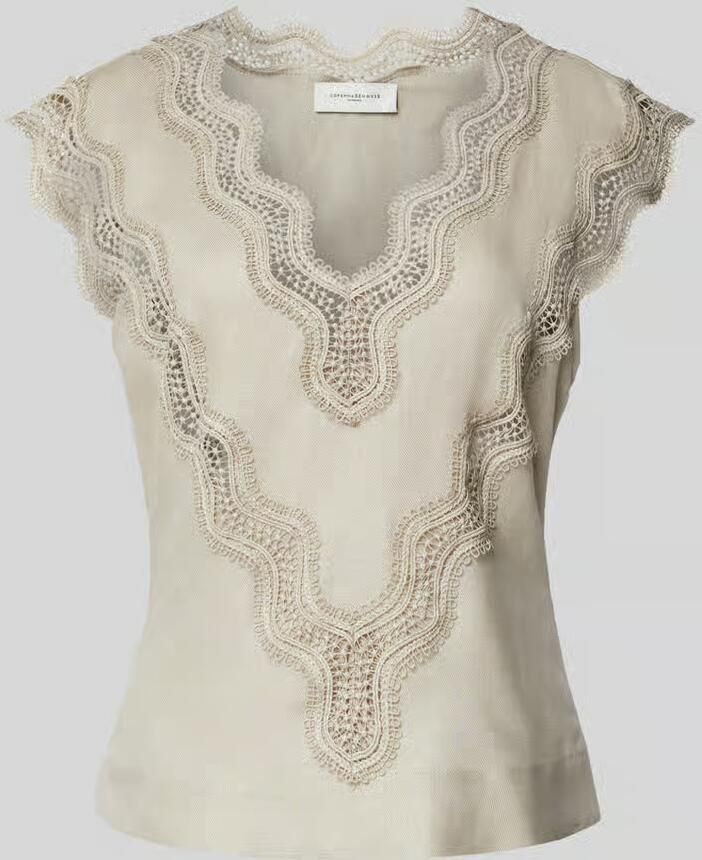 Copenhagen Muse Regular fit blousetop met gehaakt kant model 'NATULI-TOP'