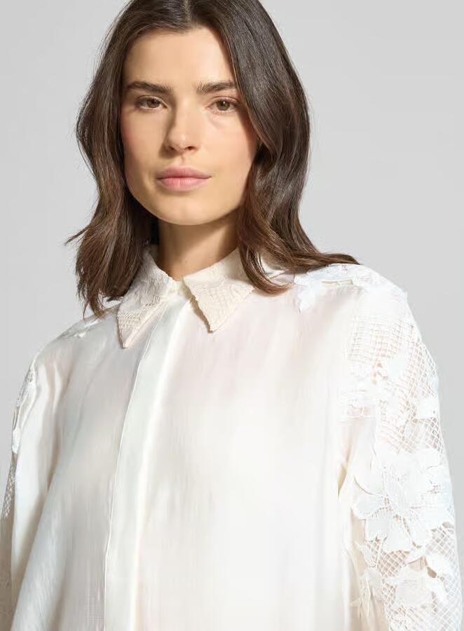 Copenhagen Muse Relaxed fit blouse met kant en blinde knoopsluiting - Foto 2
